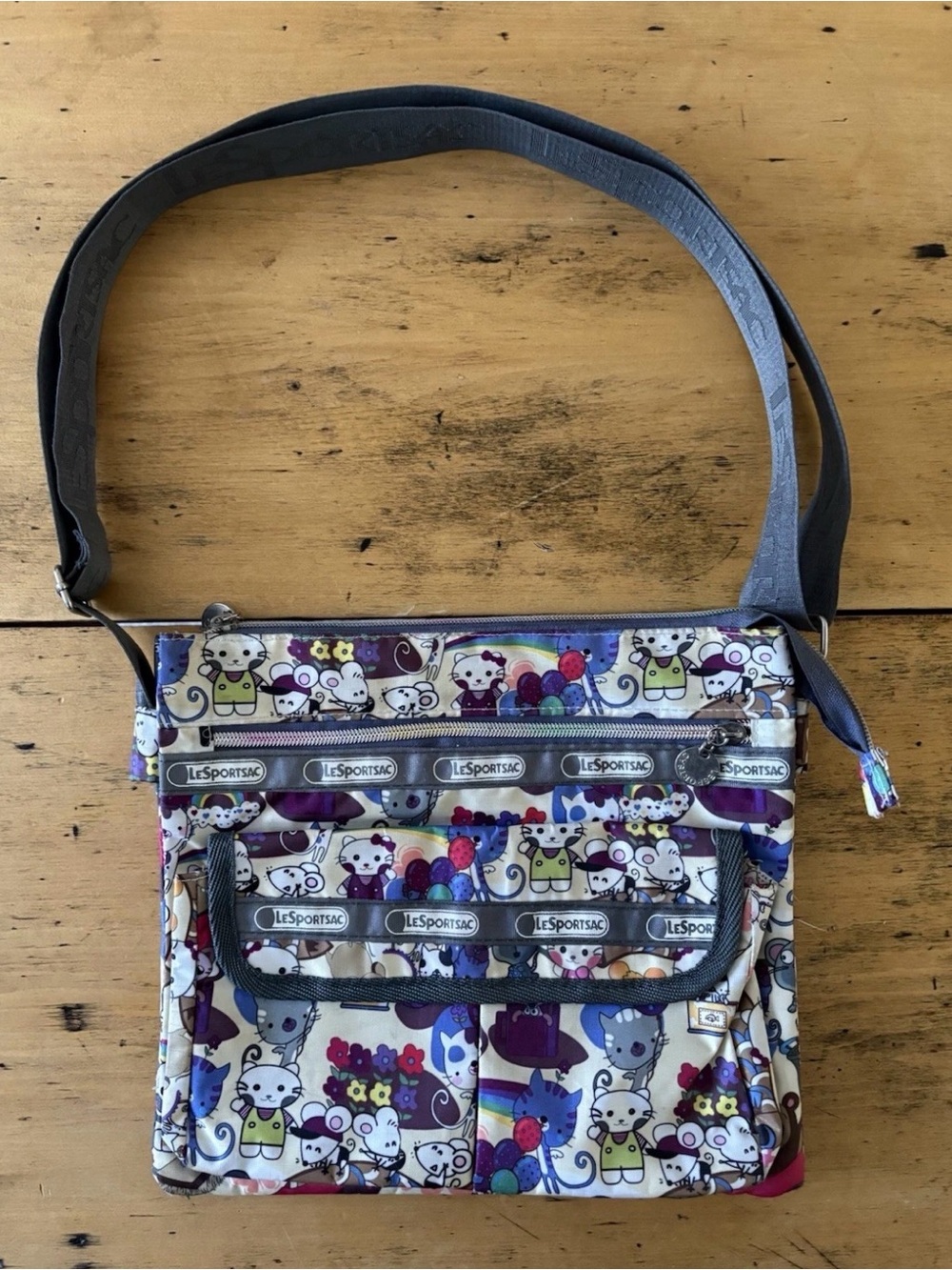 Vintage Lesportsac Tokidoki Multicolor Cartoon Print Crossbody Bag Unique Rare